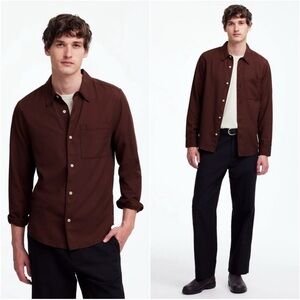 Madewell Men's The Perfect Shirt in Softdrape Twill Dark Carob Brown S NWT New